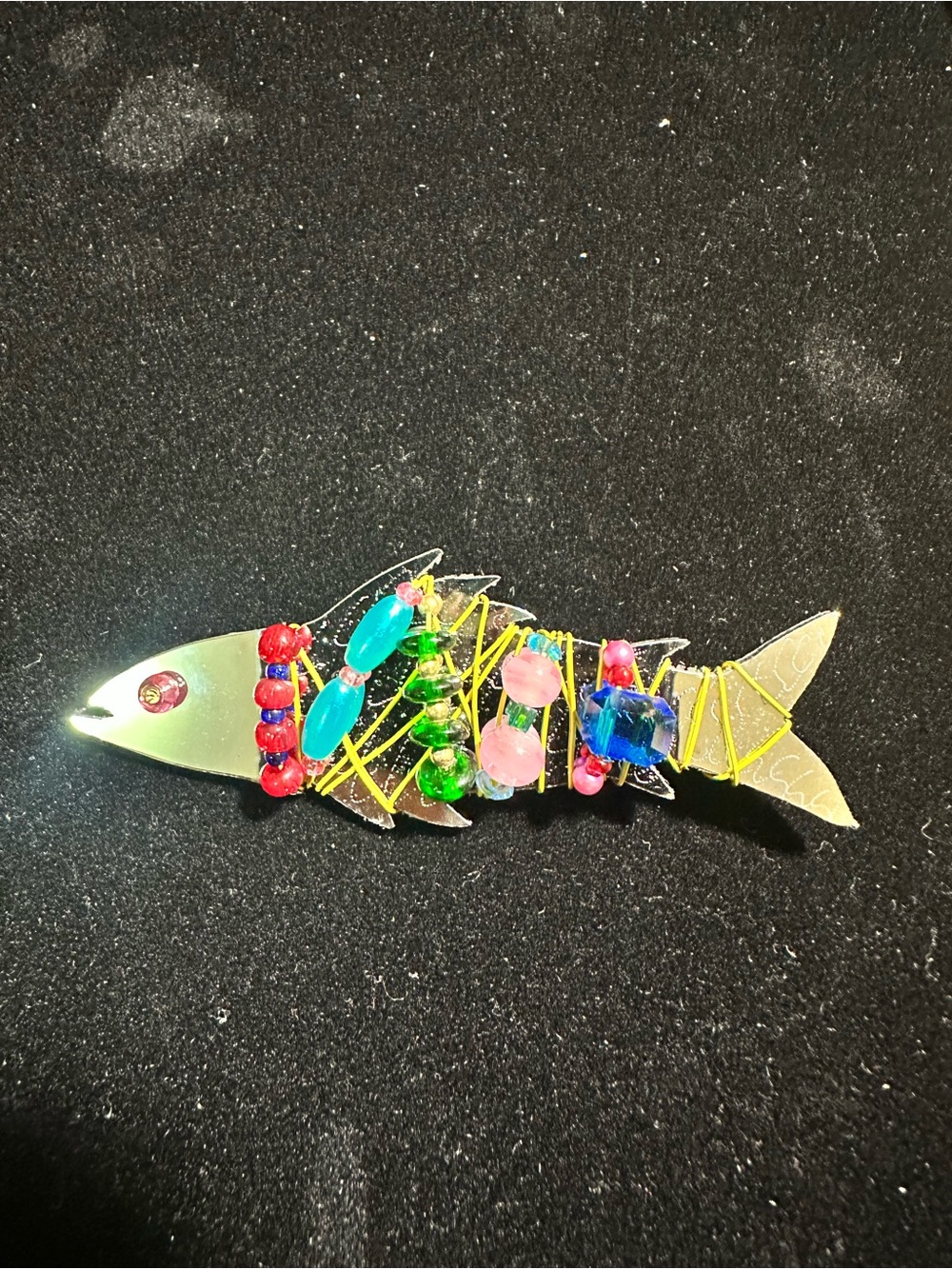 Vtg: 1988 LizTech Mirrored Fish Collectors Accent Brooch